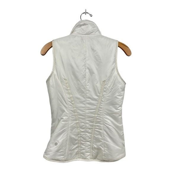 Lululemon Glacier Puffer Vest Ivory White Full Zip Fleece Lined High Neck Size 4 - Picture 3 of 7